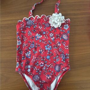 Janie and Jack Red Floral Kids One Piece